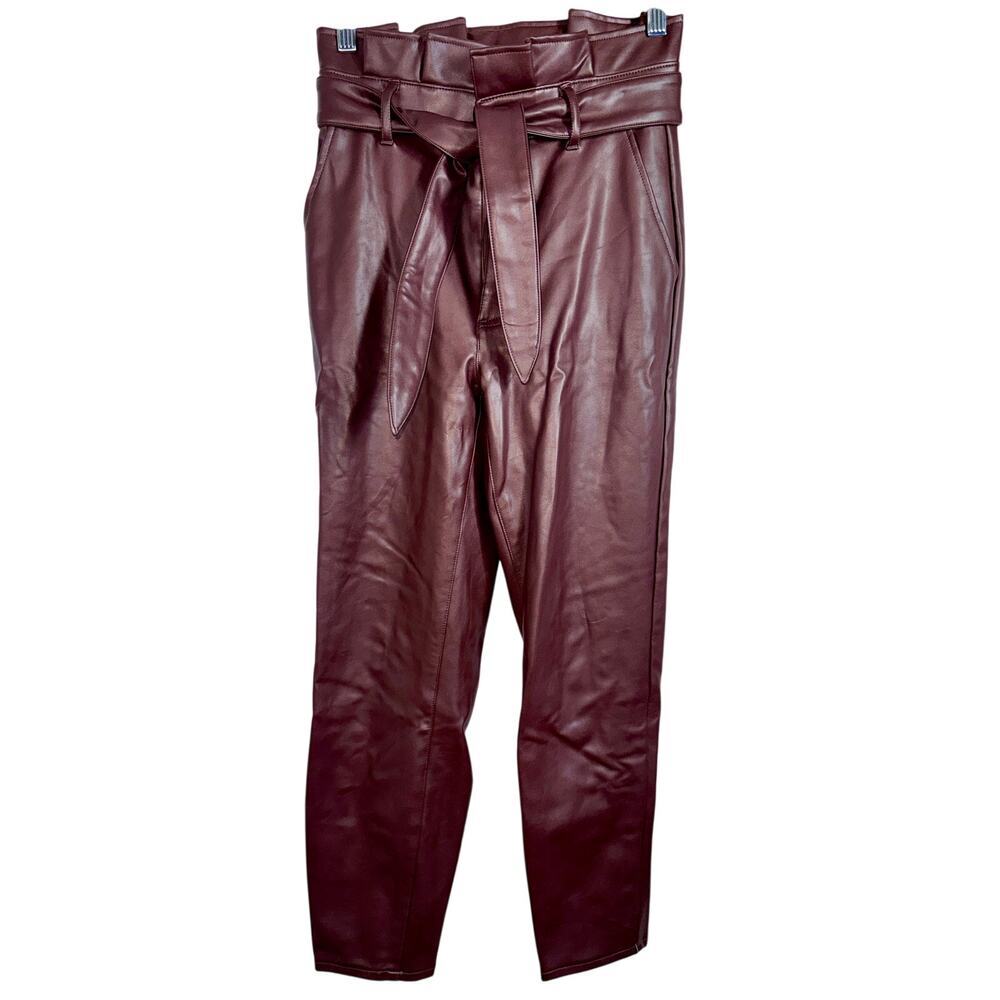 Abercrombie & Fitch Brown Vegan Leather High Rise Paperbag Pants Size XS Short